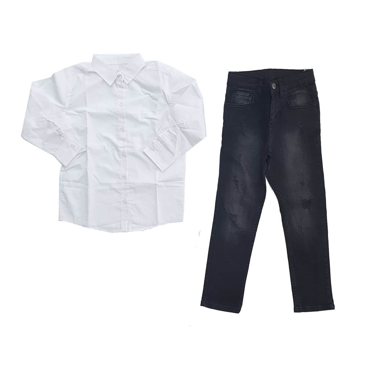 Erkek Çocuk Kot Gömlek Takım-Special Offers-QuzucukKids.com