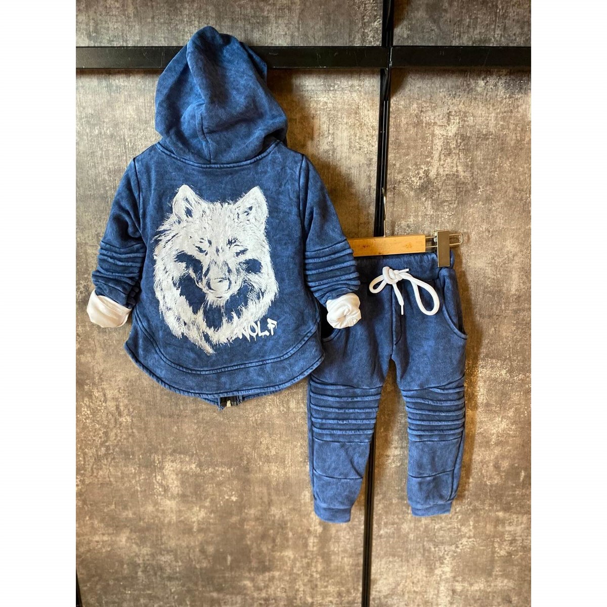 Erkek Çocuk Kurt Figürlü Takım-Kid Boy Cloth Sets-QuzucukKids.com