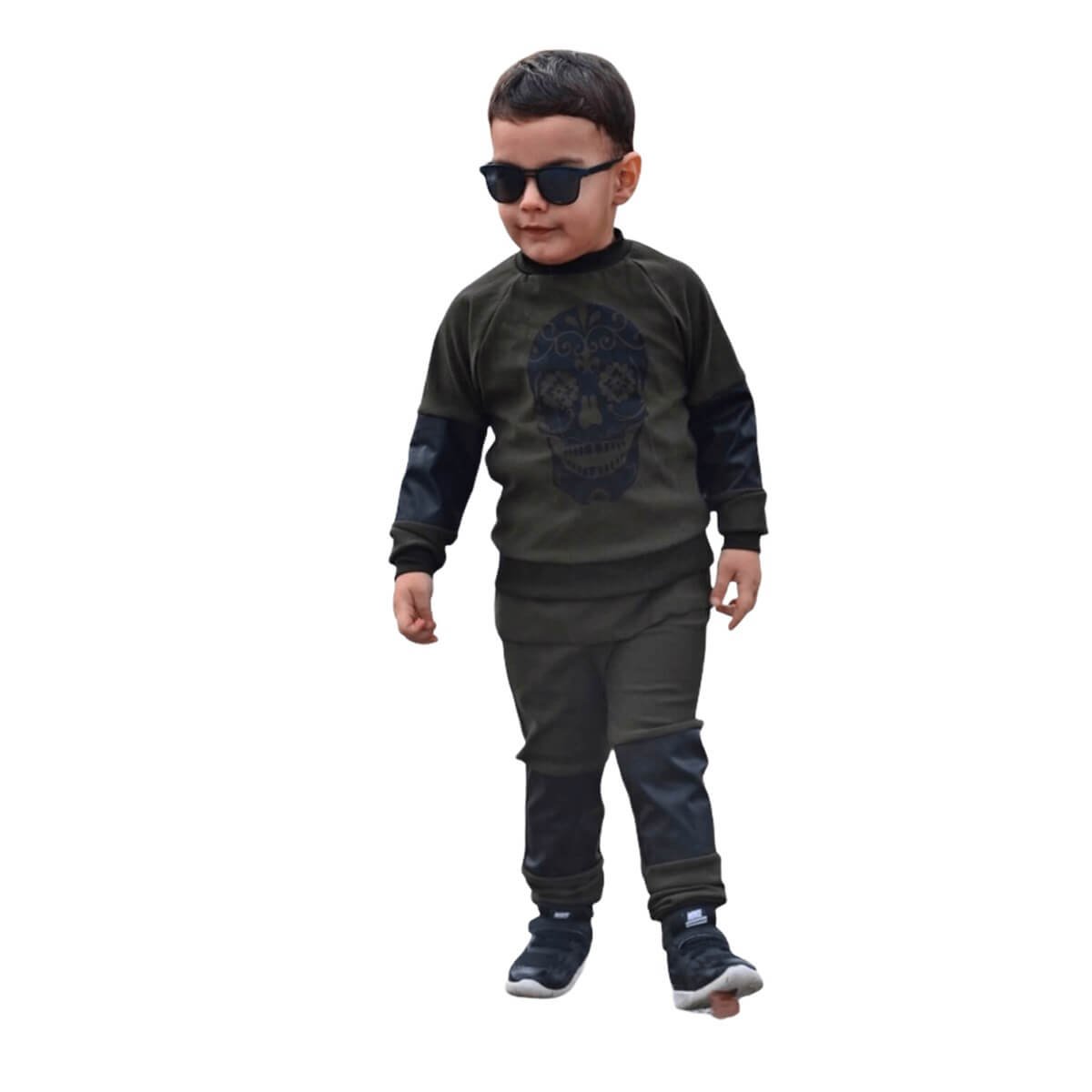 Erkek Çocuk Kurukafa Figürlü Eşofman Set-Kid Boy Cloth Sets-QuzucukKids.com