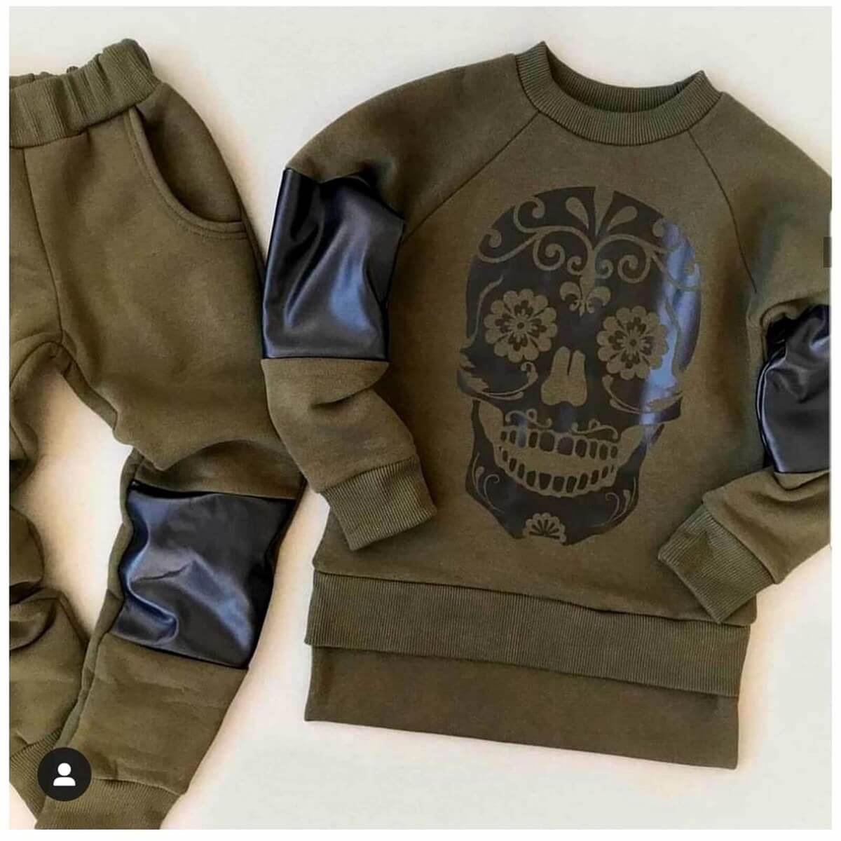 Erkek Çocuk Kurukafa Figürlü Eşofman Set-Kid Boy Cloth Sets-QuzucukKids.com