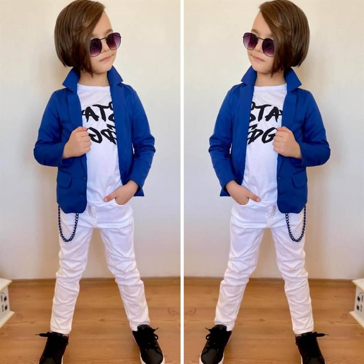 Erkek Çocuk Mavi Ceketli Pantolon Takım-Erkek Çocuk-QuzucukKids.com