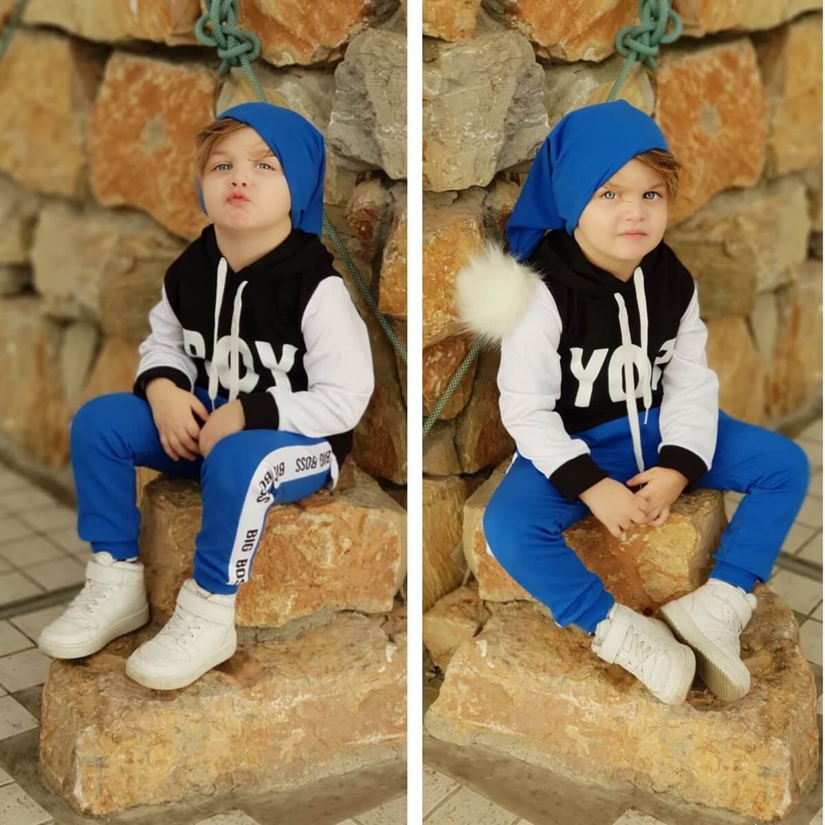 Erkek Çocuk Yelek Kombinli Ponpon Set-Sezon Ürünleri-QuzucukKids.com