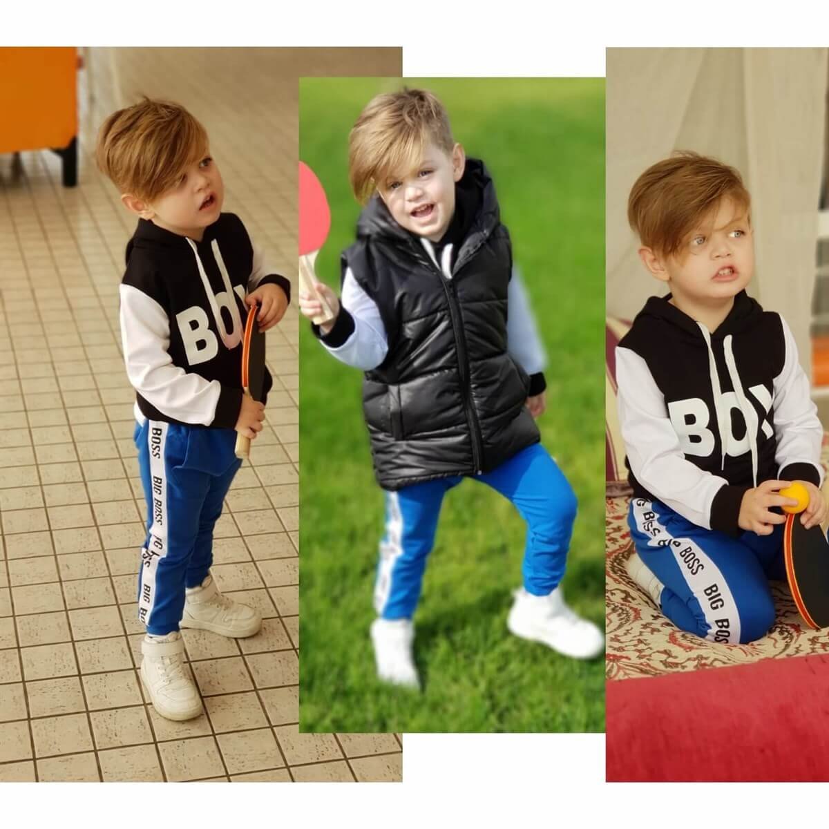 Erkek Çocuk Yelek Kombinli Ponpon Set-Sezon Ürünleri-QuzucukKids.com