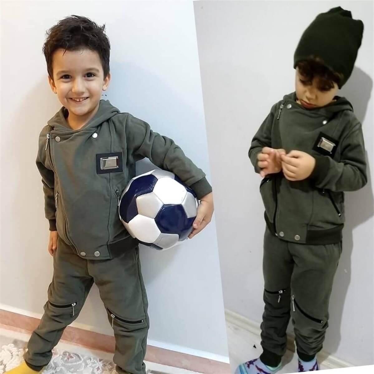 Erkek Çocuk Yeşil Eşofman Seti-Kid Boy Cloth Sets-QuzucukKids.com