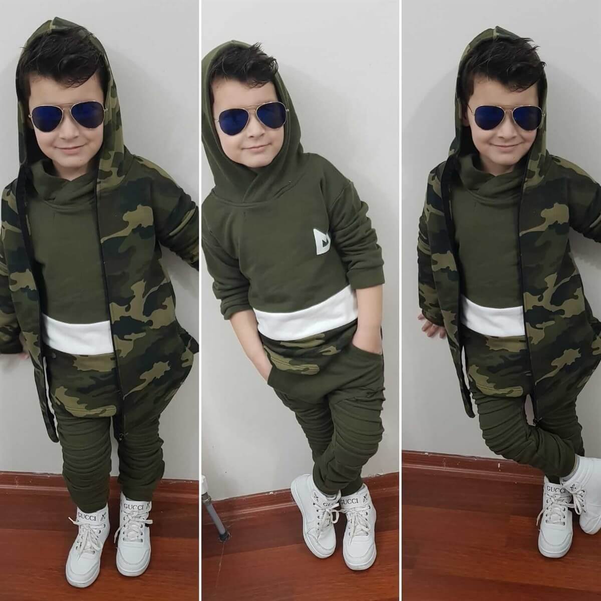 Erkek Çocuk Yeşil Kamuflaj Kombin Set-Sezon Ürünleri-QuzucukKids.com