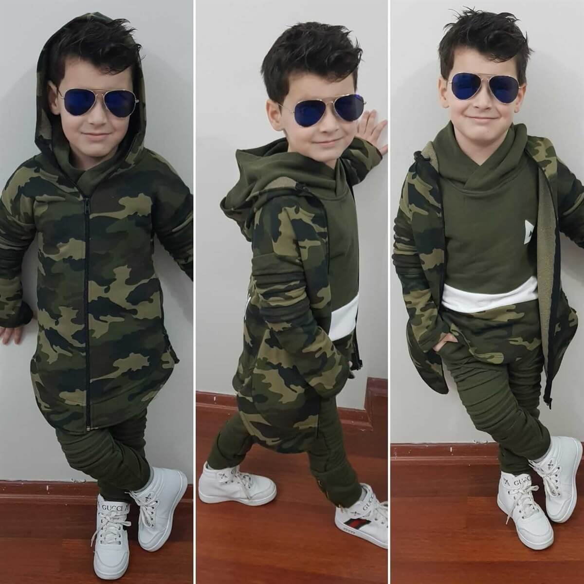 Erkek Çocuk Yeşil Kamuflaj Kombin Set-Sezon Ürünleri-QuzucukKids.com