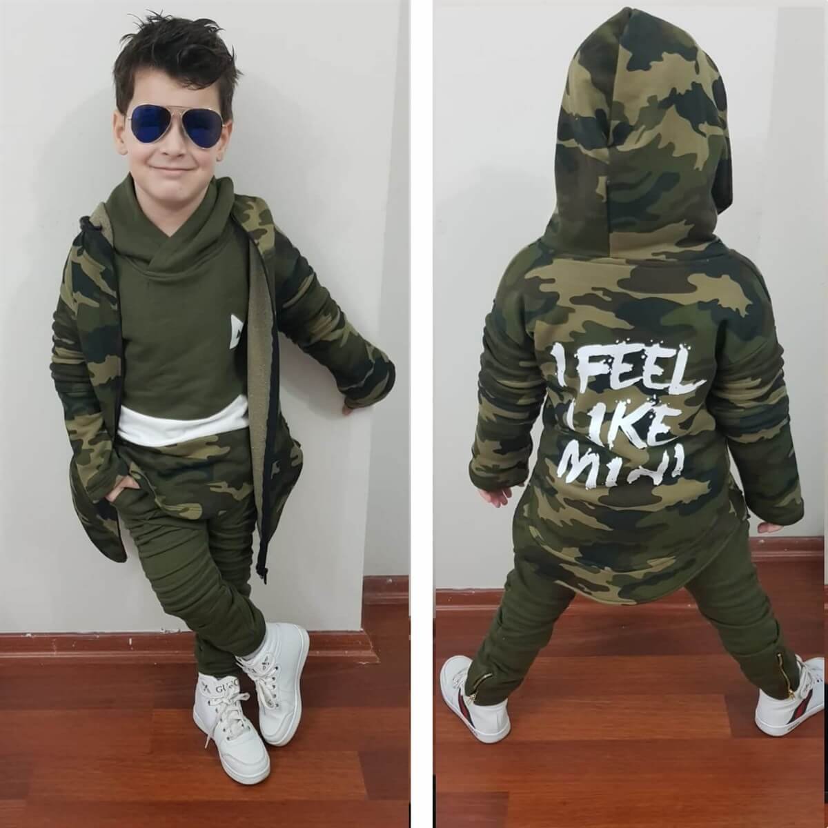 Erkek Çocuk Yeşil Kamuflaj Kombin Set-Sezon Ürünleri-QuzucukKids.com