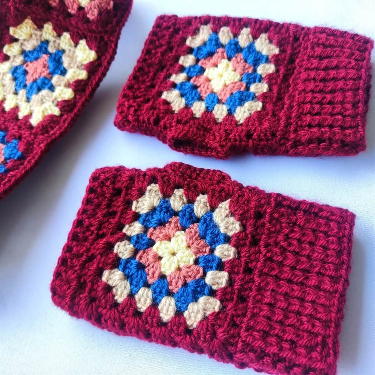 Kadın Otantik El Örgüsü Kulak Isıtıcı ve Yarım Eldiven Bordo Takım-Aksesuar-QuzucukKids.com