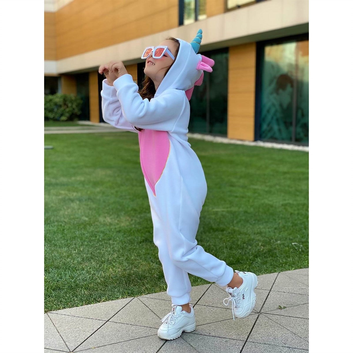 Kız Bebek Pembe Figürlü Polar Tulum-Kız Çocuk Tek Alt-QuzucukKids.com