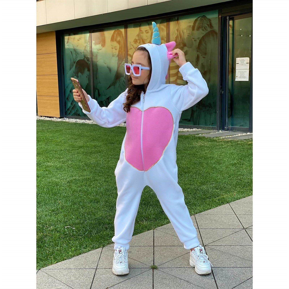 Kız Bebek Pembe Figürlü Polar Tulum-Kız Çocuk Tek Alt-QuzucukKids.com