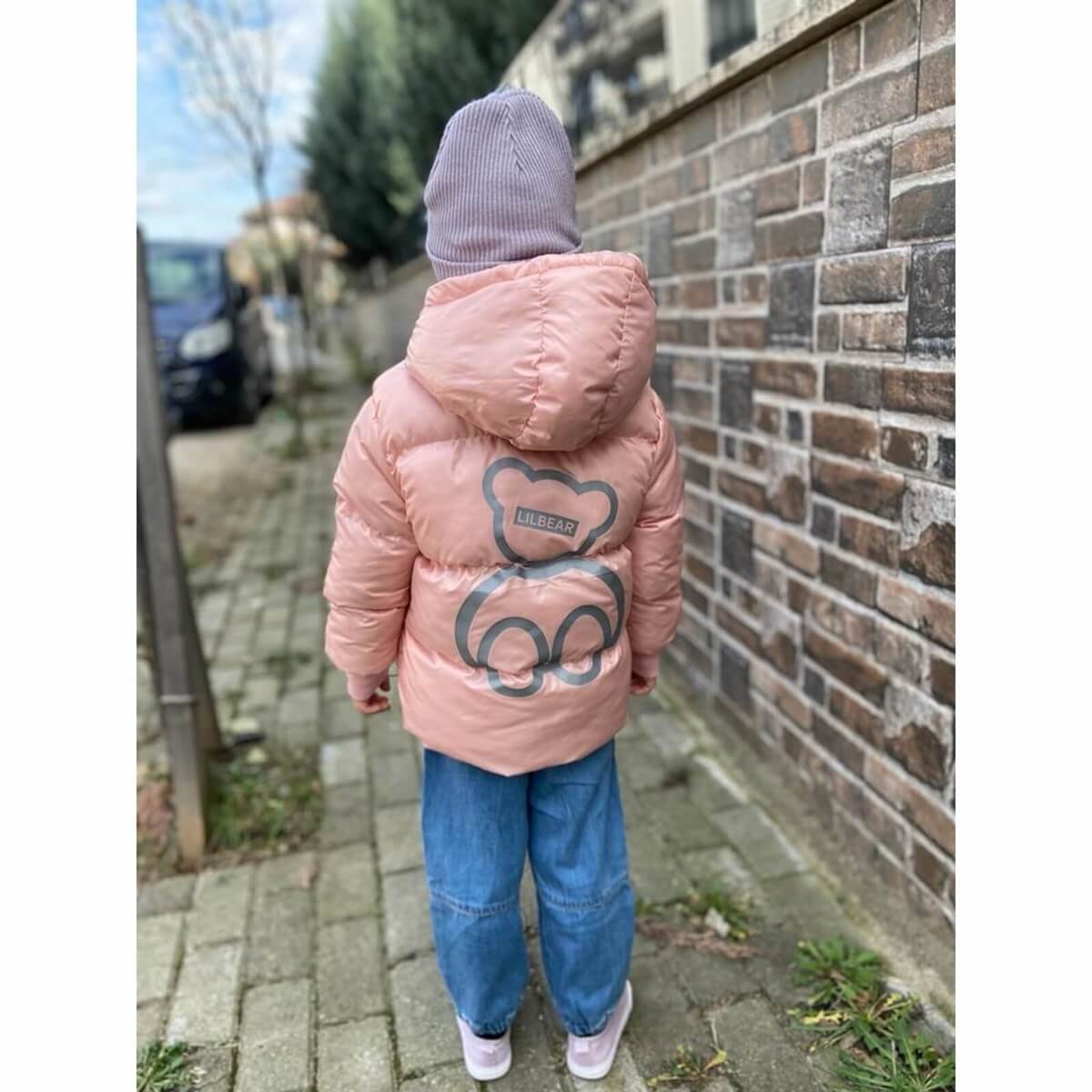 Kız Çocuk Ayıcık Figürlü Yavruağzı Mont-Kız Çocuk Mont-QuzucukKids.com