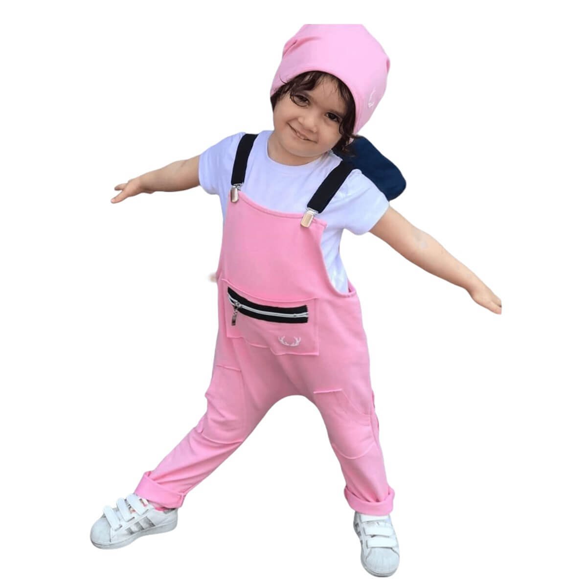 Kız Çocuk Baharlık Salopet Takım-Kız Çocuk Alt Üst Takım-QuzucukKids.com