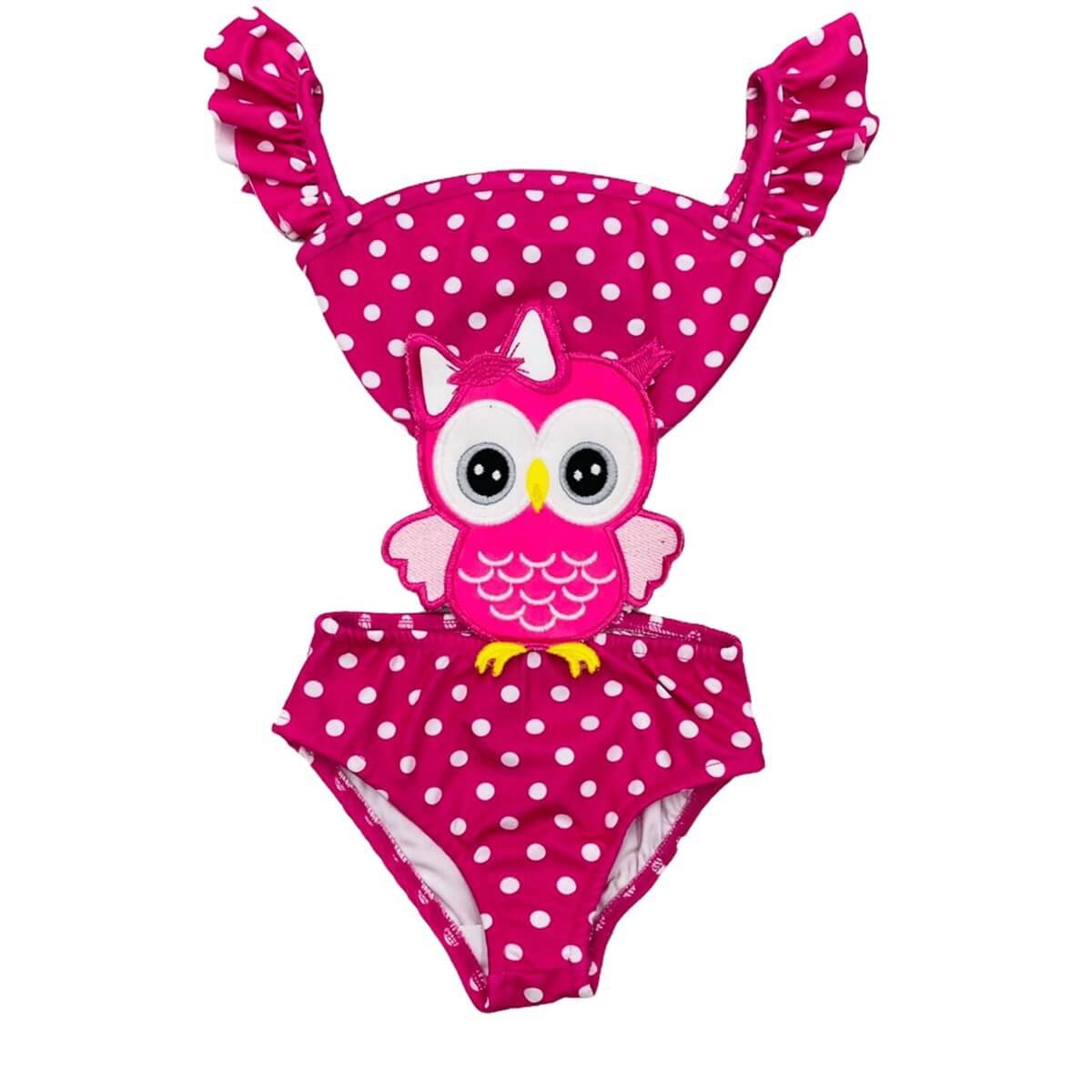 Kız Çocuk Baykuş Figürlü Mayokini-Kız Çocuk Aksesuar-QuzucukKids.com