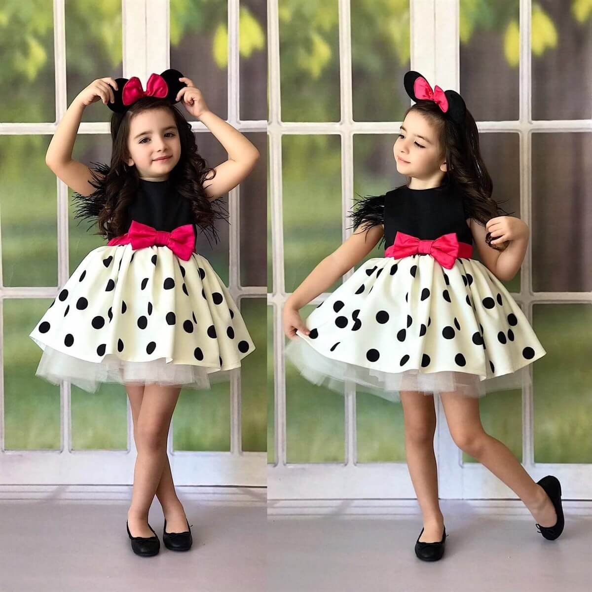 Kız Çocuk Benekli Özel Gün Elbisesi-Kız Çocuk Elbise-QuzucukKids.com