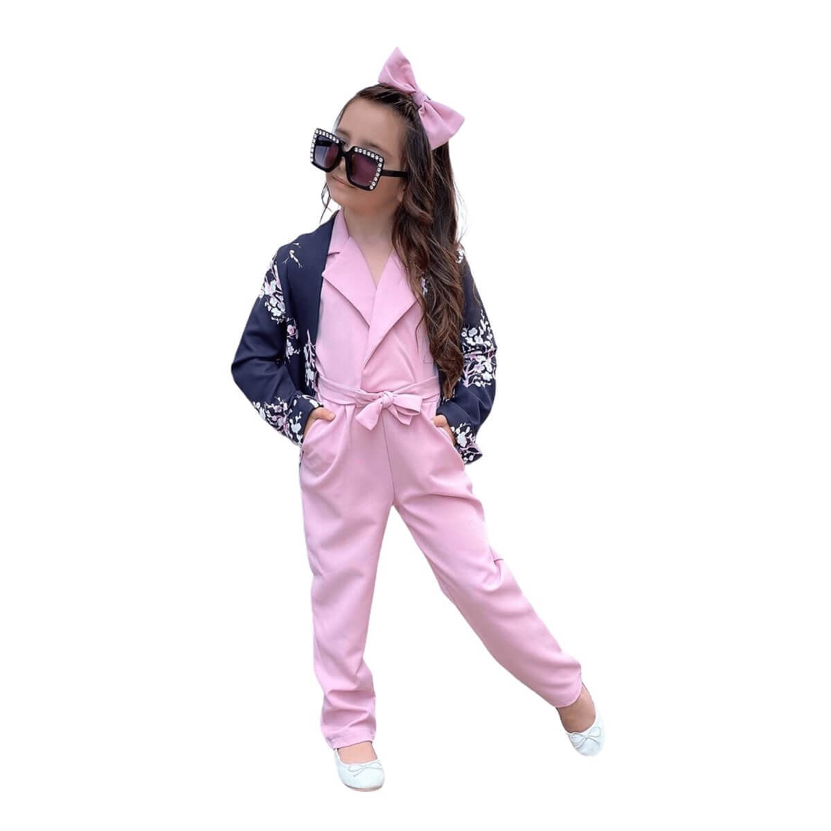 Kız Çocuk Ceketli Tulumlu Takım-Kız Çocuk Alt Üst Takım-QuzucukKids.com