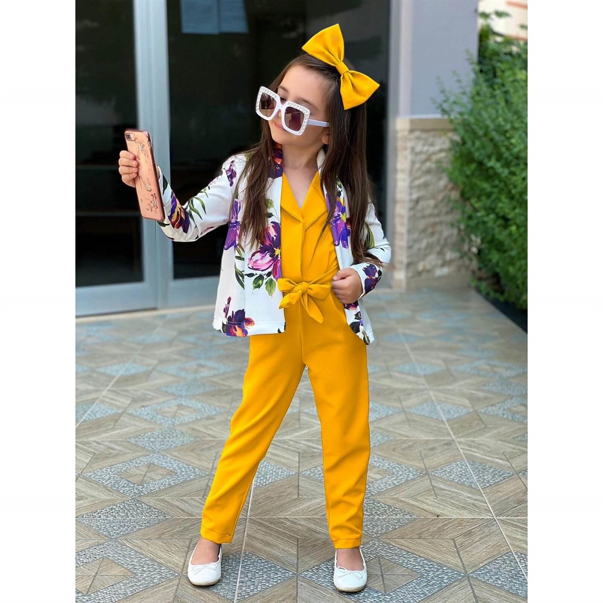 Kız Çocuk Ceketli Tulumlu Takım-Kız Çocuk Alt Üst Takım-QuzucukKids.com