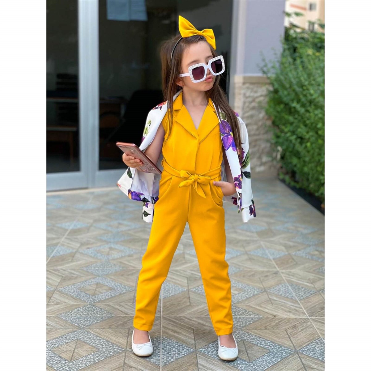 Kız Çocuk Ceketli Tulumlu Takım-Kız Çocuk Alt Üst Takım-QuzucukKids.com