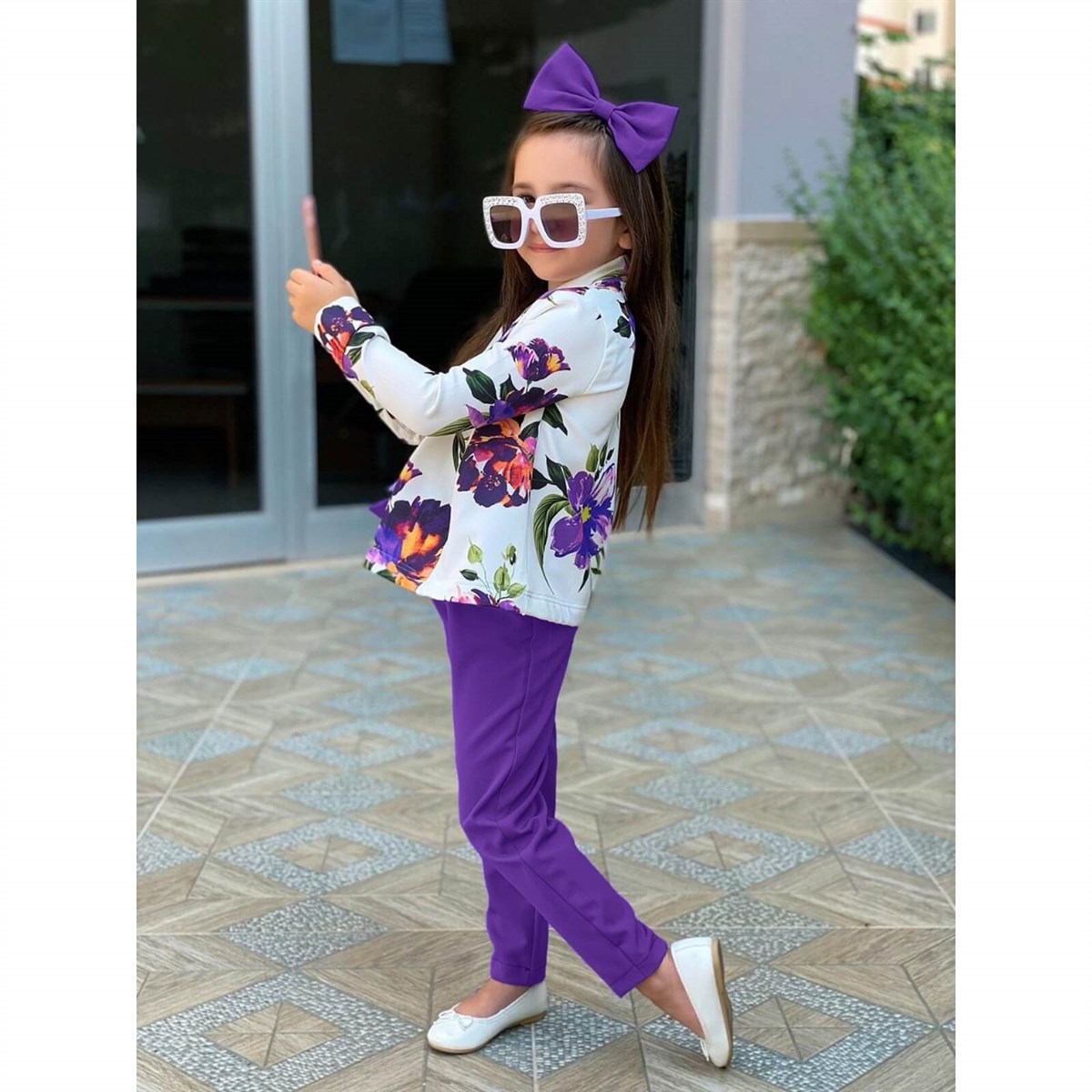 Kız Çocuk Ceketli Tulumlu Takım-Kız Çocuk Alt Üst Takım-QuzucukKids.com
