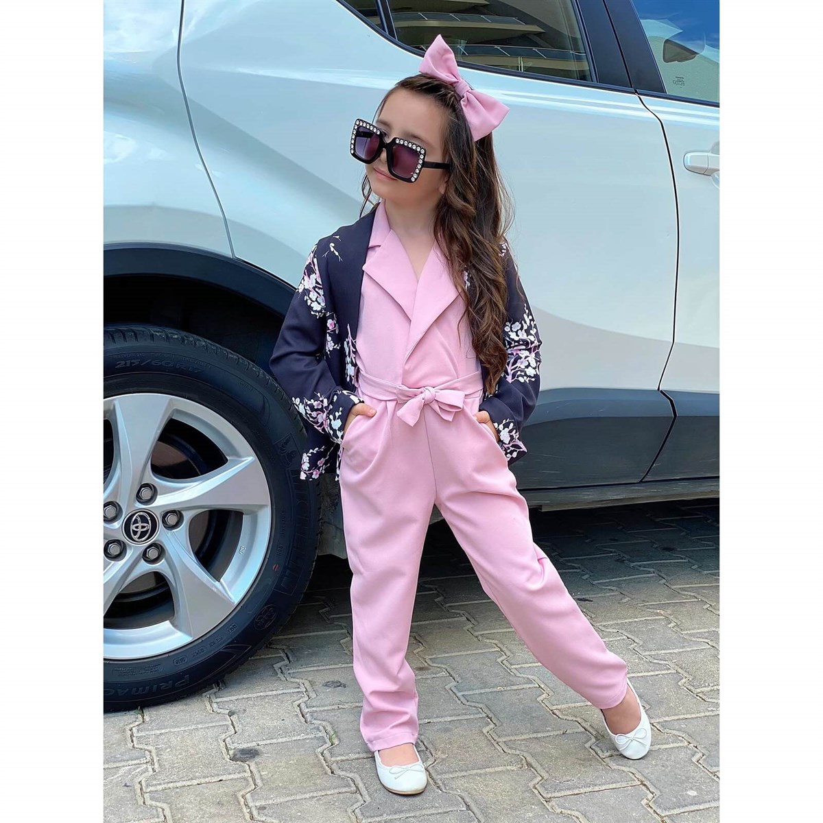 Kız Çocuk Ceketli Tulumlu Takım-Kız Çocuk Alt Üst Takım-QuzucukKids.com