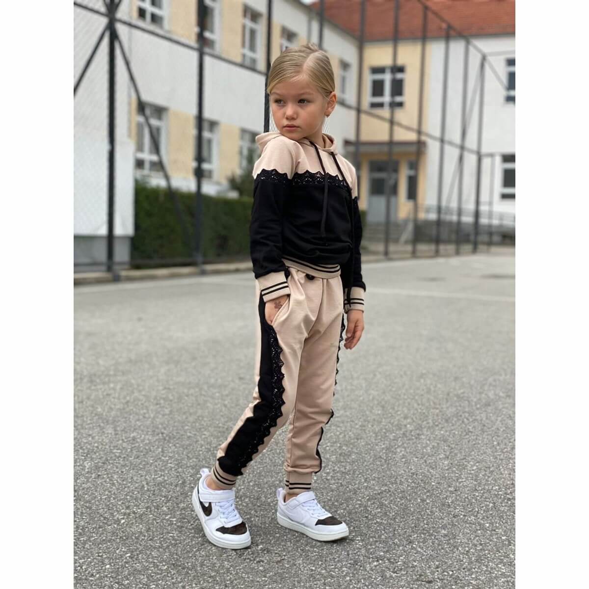 Kız Çocuk Eşofman Takımı Güpürlü-Kız Çocuk Alt Üst Takım-QuzucukKids.com