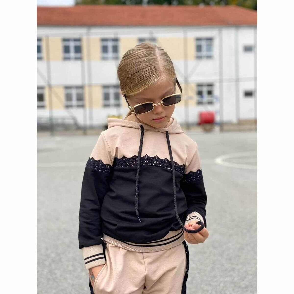 Kız Çocuk Eşofman Takımı Güpürlü-Kız Çocuk Alt Üst Takım-QuzucukKids.com