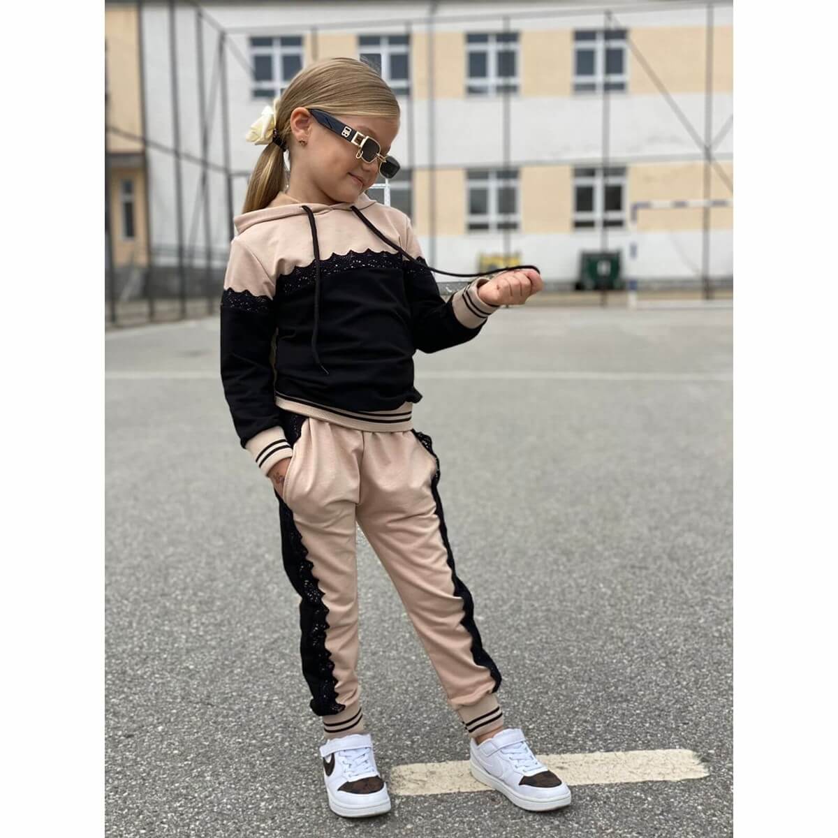 Kız Çocuk Eşofman Takımı Güpürlü-Kız Çocuk Alt Üst Takım-QuzucukKids.com