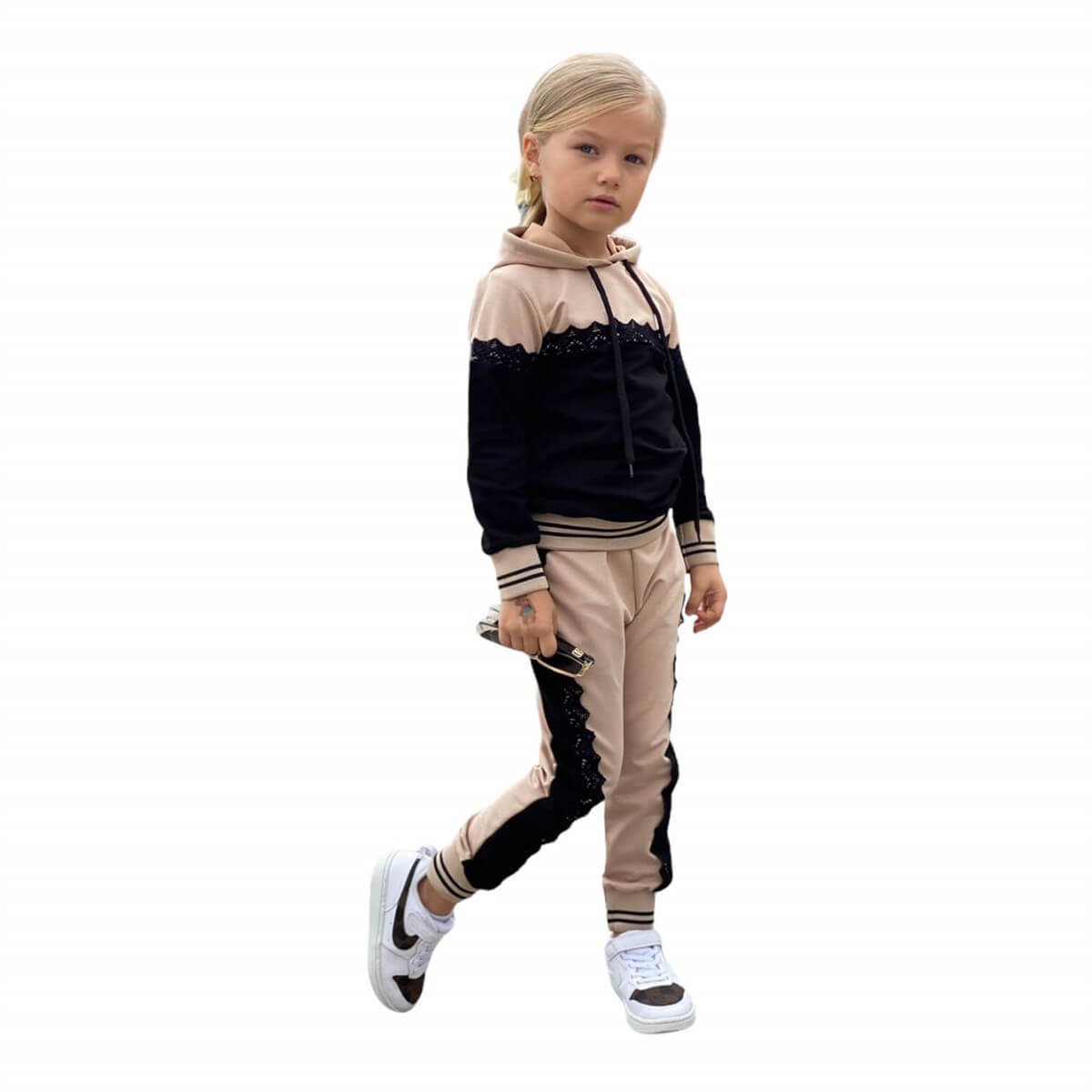 Kız Çocuk Eşofman Takımı Güpürlü-Kız Çocuk Alt Üst Takım-QuzucukKids.com