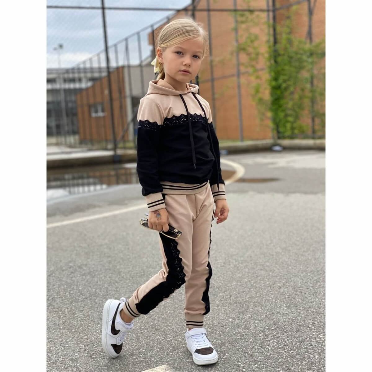 Kız Çocuk Eşofman Takımı Güpürlü-Kız Çocuk Alt Üst Takım-QuzucukKids.com