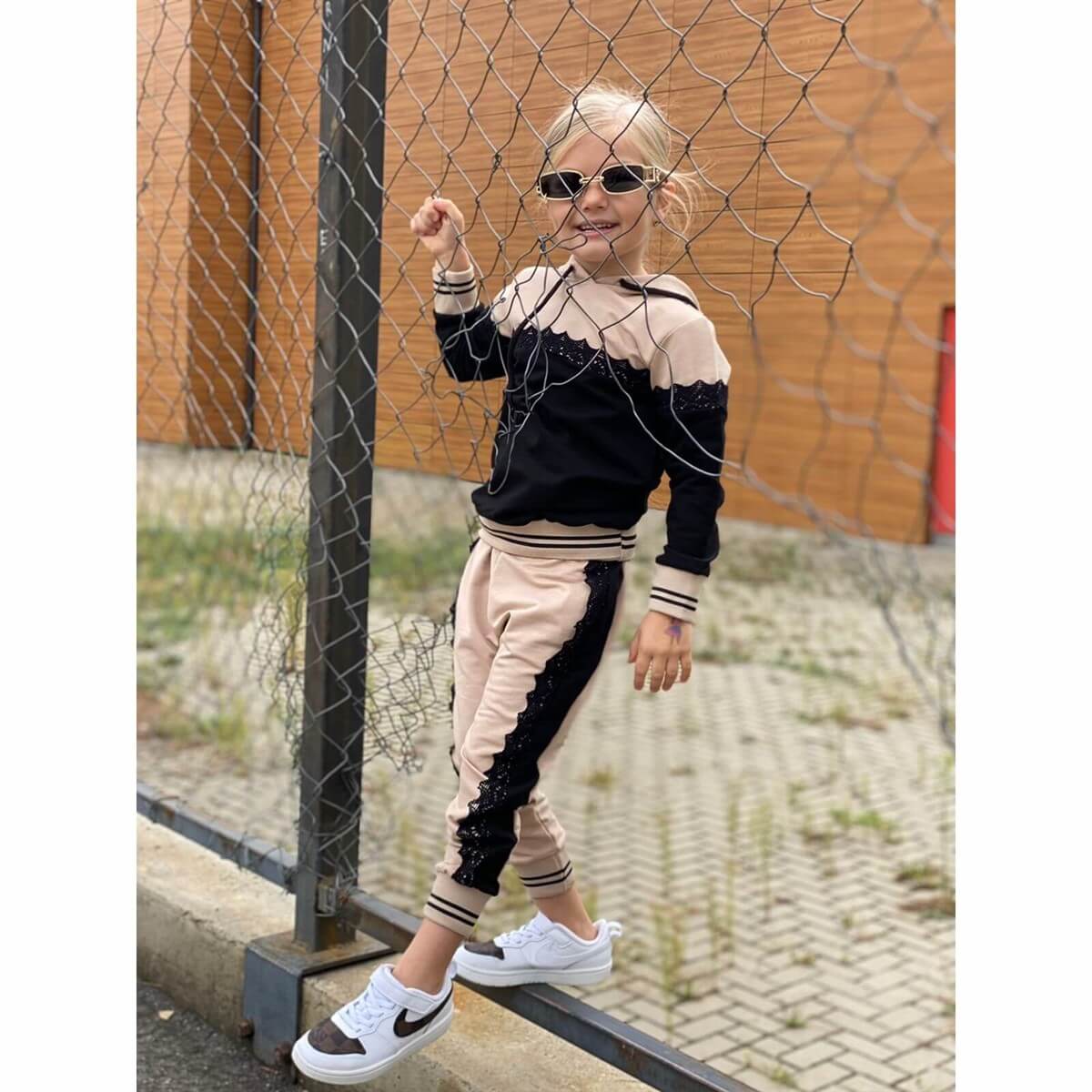 Kız Çocuk Eşofman Takımı Güpürlü-Kız Çocuk Alt Üst Takım-QuzucukKids.com