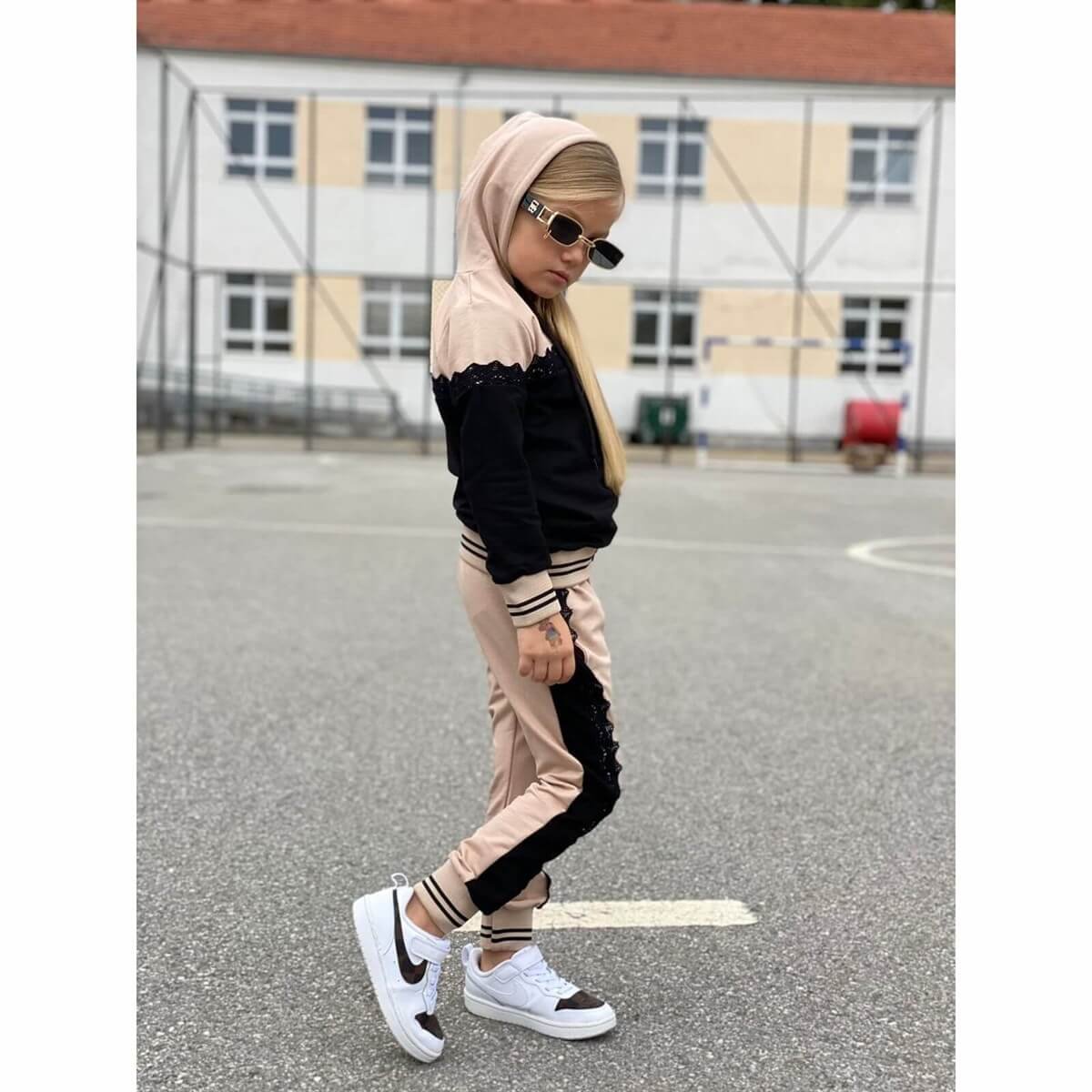 Kız Çocuk Eşofman Takımı Güpürlü-Kız Çocuk Alt Üst Takım-QuzucukKids.com