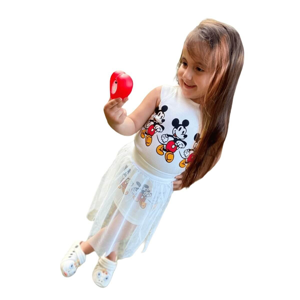 Kız Çocuk Figürlü Tüllü Elbise-Kid Girl Cloth Sets-QuzucukKids.com