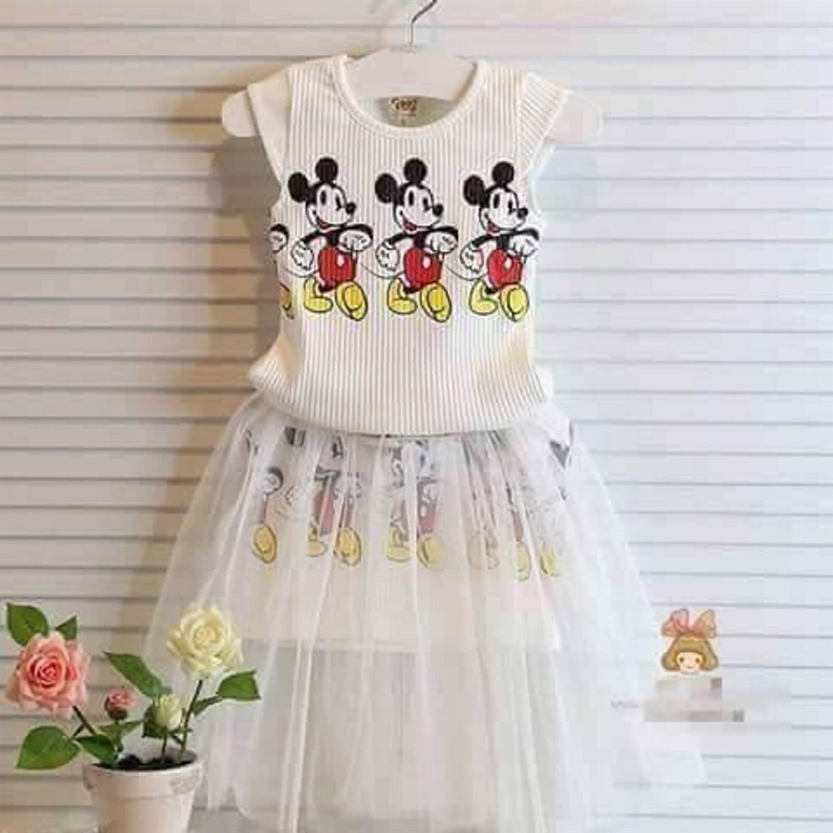 Kız Çocuk Figürlü Tüllü Elbise-Kid Girl Cloth Sets-QuzucukKids.com