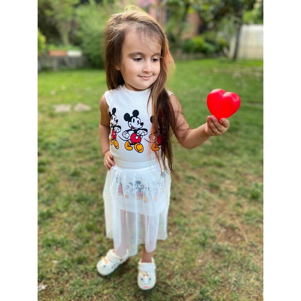 Kız Çocuk Figürlü Tüllü Elbise-Kid Girl Cloth Sets-QuzucukKids.com