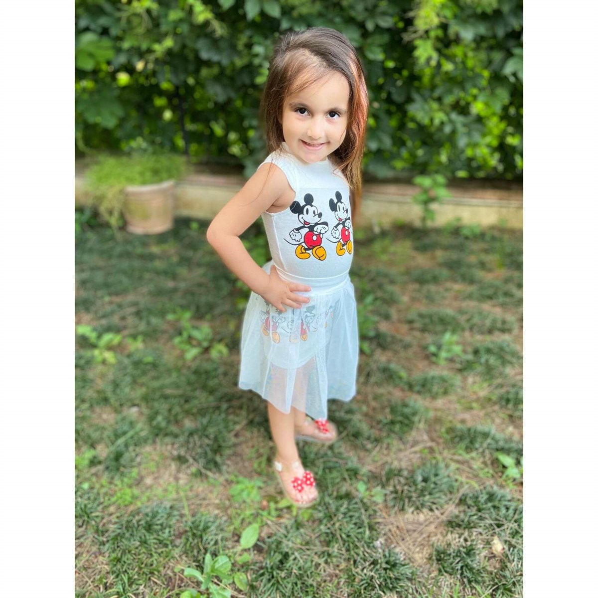 Kız Çocuk Figürlü Tüllü Elbise-Kid Girl Cloth Sets-QuzucukKids.com