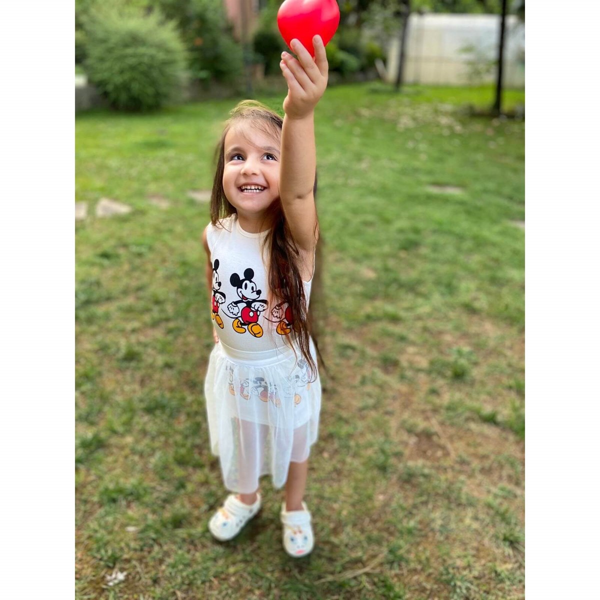 Kız Çocuk Figürlü Tüllü Elbise-Kid Girl Cloth Sets-QuzucukKids.com