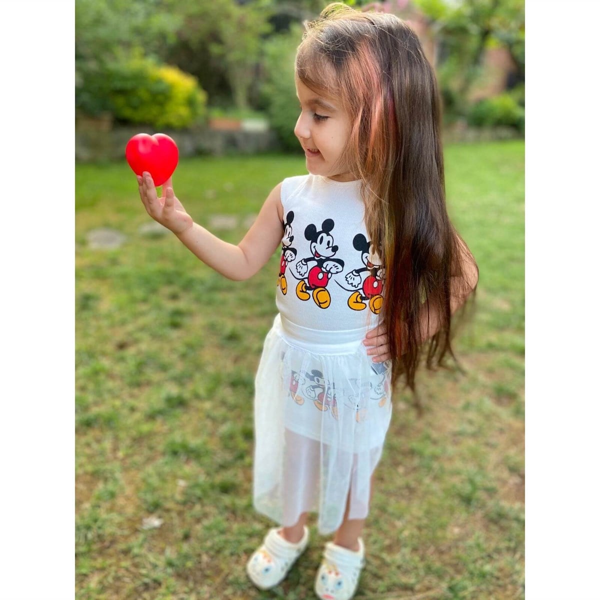 Kız Çocuk Figürlü Tüllü Elbise-Kid Girl Cloth Sets-QuzucukKids.com