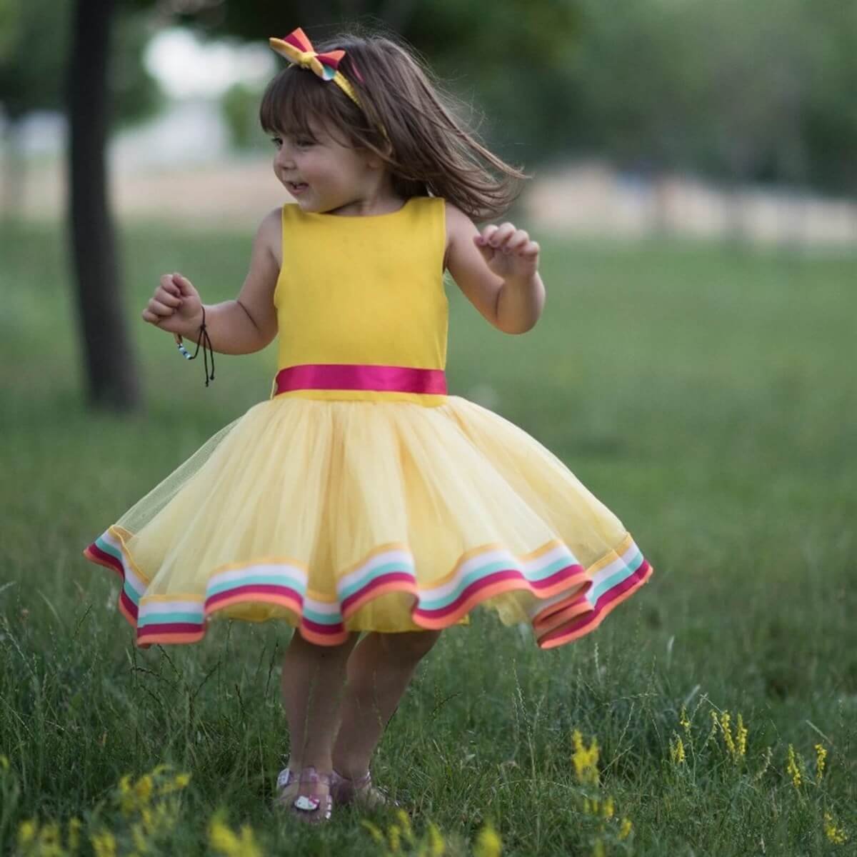 Kız Çocuk Gökkuşağı Elbise-Sezon Ürünleri-QuzucukKids.com