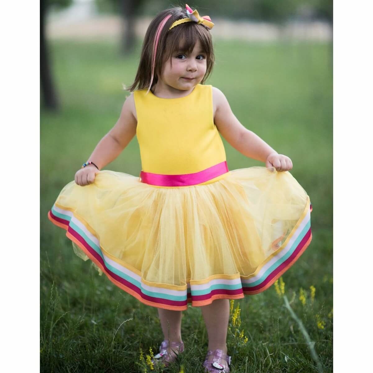 Kız Çocuk Gökkuşağı Elbise-Sezon Ürünleri-QuzucukKids.com