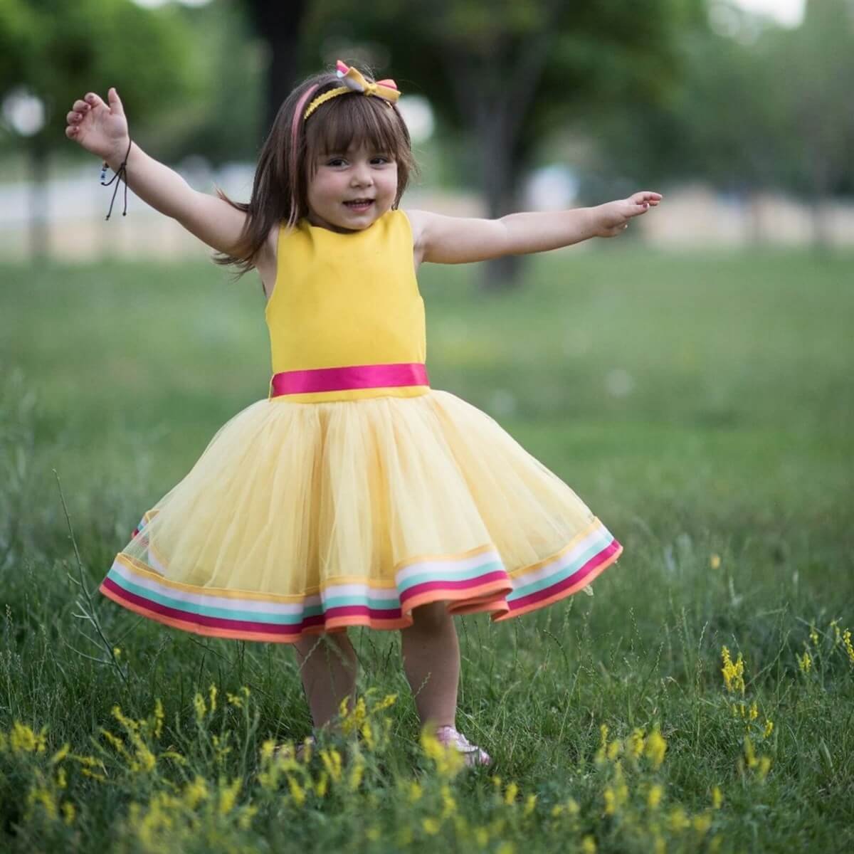 Kız Çocuk Gökkuşağı Elbise-Sezon Ürünleri-QuzucukKids.com