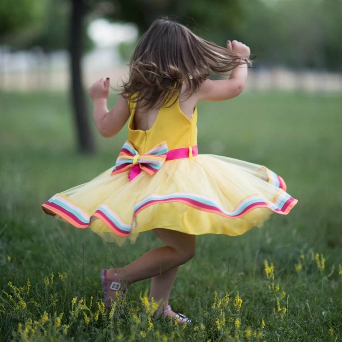 Kız Çocuk Gökkuşağı Elbise-Sezon Ürünleri-QuzucukKids.com