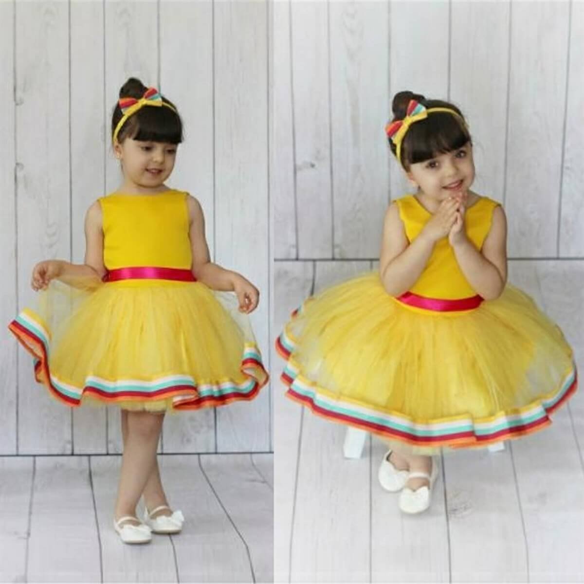 Kız Çocuk Gökkuşağı Elbise-Sezon Ürünleri-QuzucukKids.com