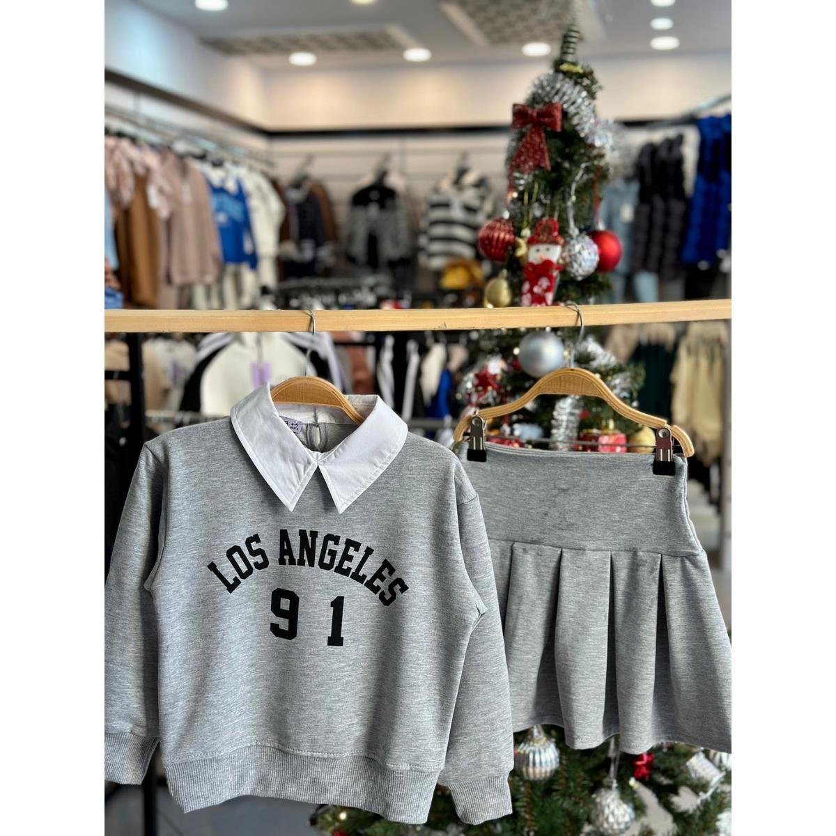 Kız Çocuk Gri Kolej Takım-Kız Çocuk Alt Üst Takım-Kız Çocuk Gri Kolej Takım QuzucukKids.com-QuzucukKids.com