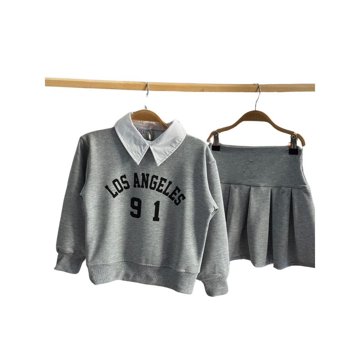 Kız Çocuk Gri Kolej Takım-Kız Çocuk Alt Üst Takım-Kız Çocuk Gri Kolej Takım QuzucukKids.com-QuzucukKids.com