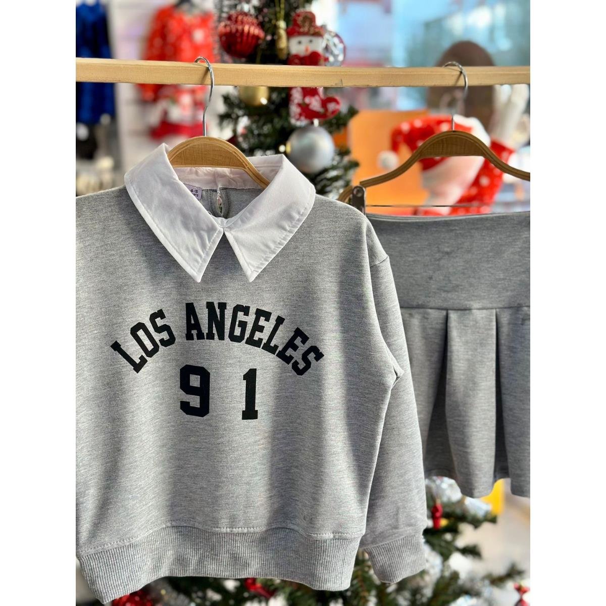 Kız Çocuk Gri Kolej Takım-Kız Çocuk Alt Üst Takım-Kız Çocuk Gri Kolej Takım QuzucukKids.com-QuzucukKids.com