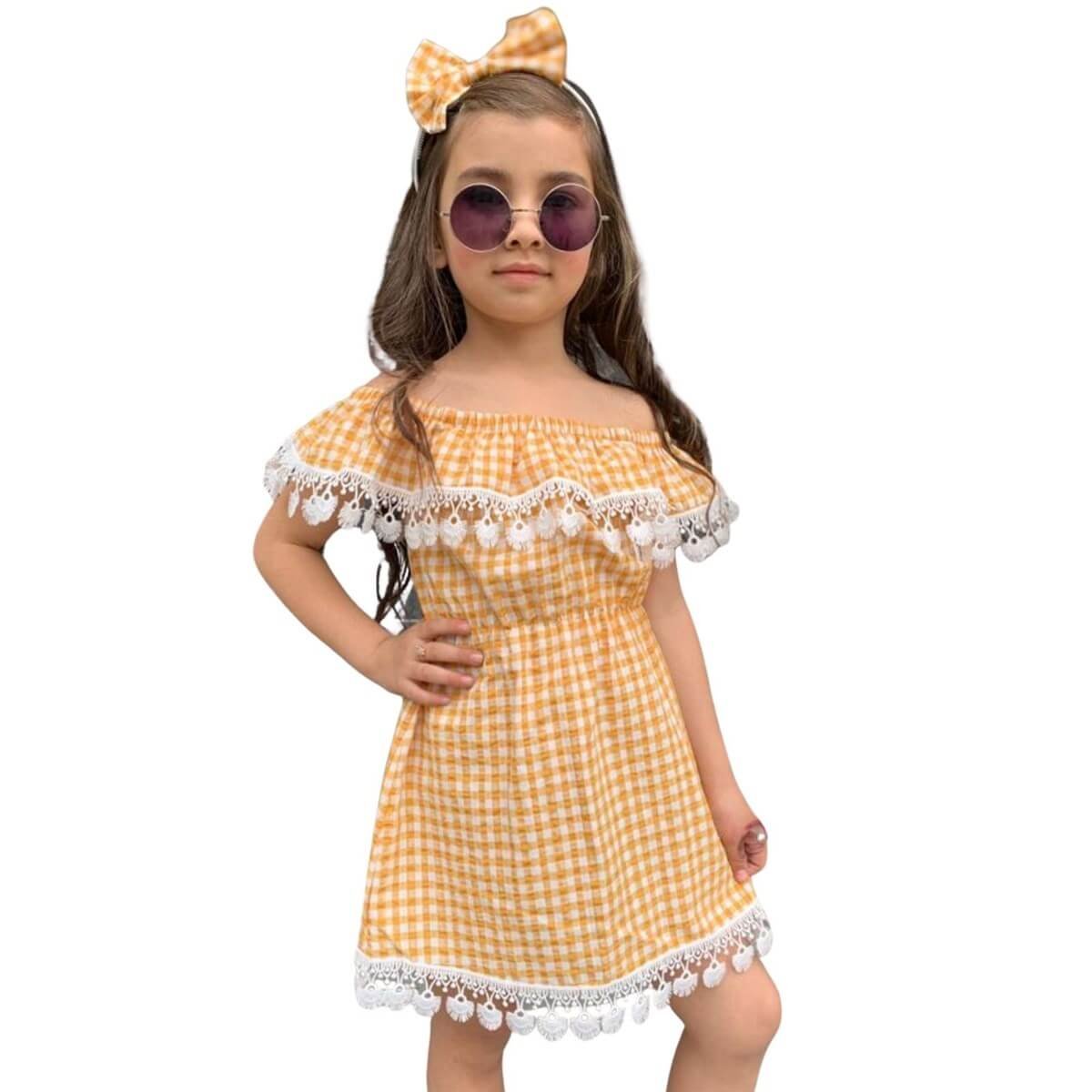 Kız Çocuk Güpürlü Ekose Elbise-Kız Çocuk Elbise-Kız Çocuk Güpürlü Ekose Elbise | QuzucukKids.com-QuzucukKids.com