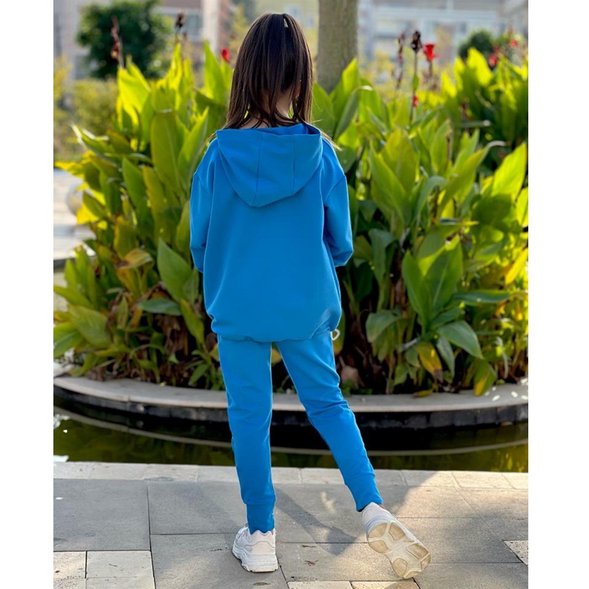 Kız Çocuk Kapüşonlu Mavi Takım-Kız Çocuk Alt Üst Takım-Kız Çocuk Kapüşonlu Beyaz Takım | QuzucukKids.com-QuzucukKids.com