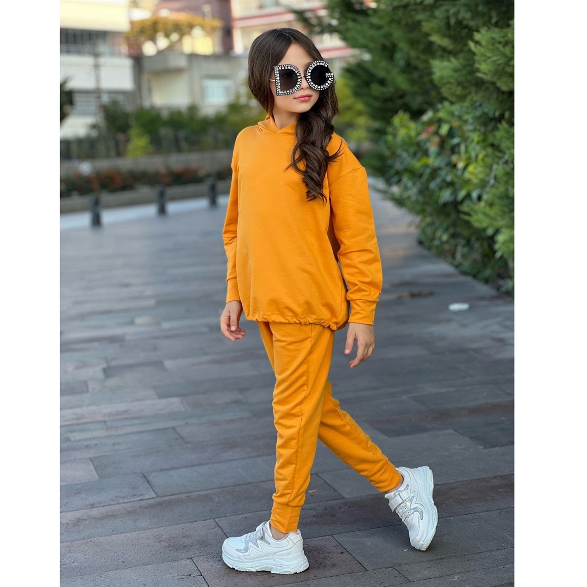 Kız Çocuk Kapüşonlu Sarı Takım-Kız Çocuk Alt Üst Takım-Kız Çocuk Kapüşonlu Mavi Takım | QuzucukKids.com-QuzucukKids.com