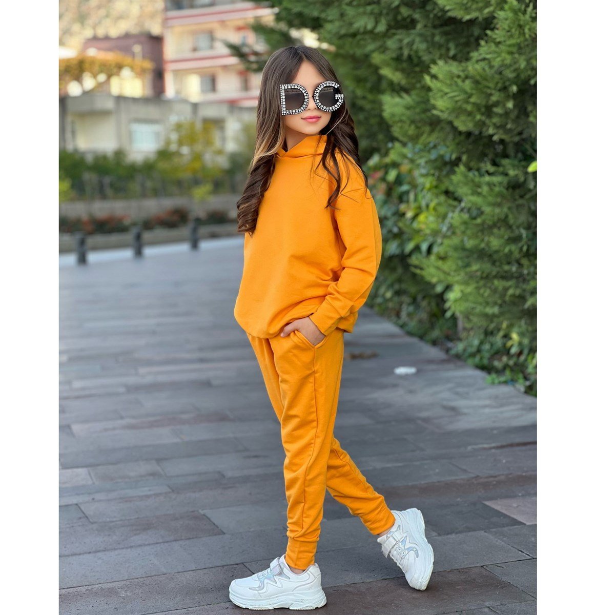 Kız Çocuk Kapüşonlu Sarı Takım-Kız Çocuk Alt Üst Takım-Kız Çocuk Kapüşonlu Mavi Takım | QuzucukKids.com-QuzucukKids.com