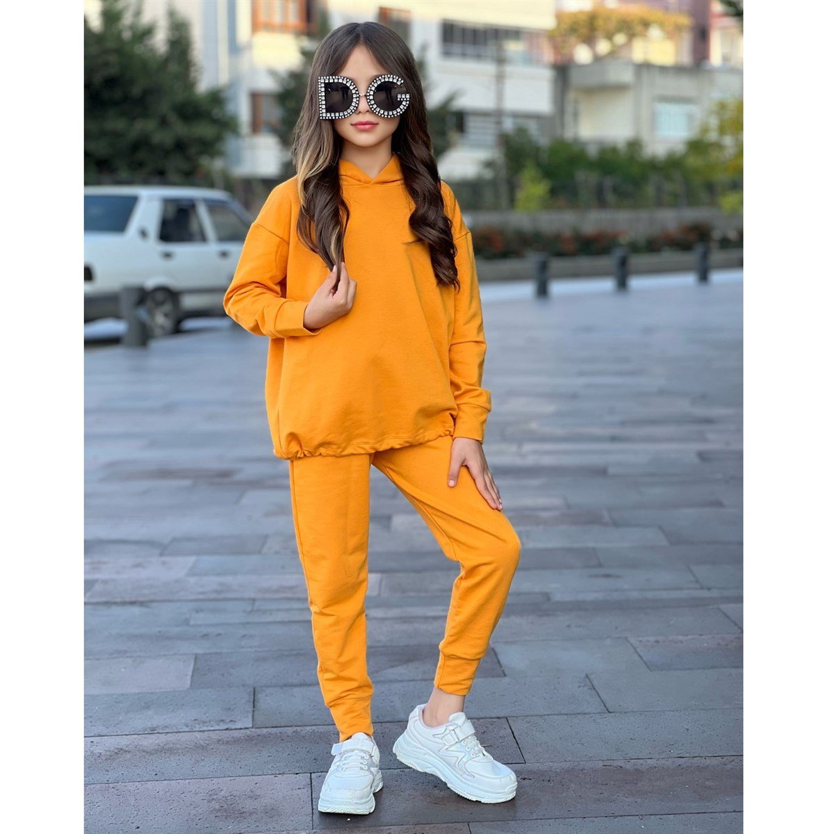 Kız Çocuk Kapüşonlu Sarı Takım-Kız Çocuk Alt Üst Takım-Kız Çocuk Kapüşonlu Mavi Takım | QuzucukKids.com-QuzucukKids.com