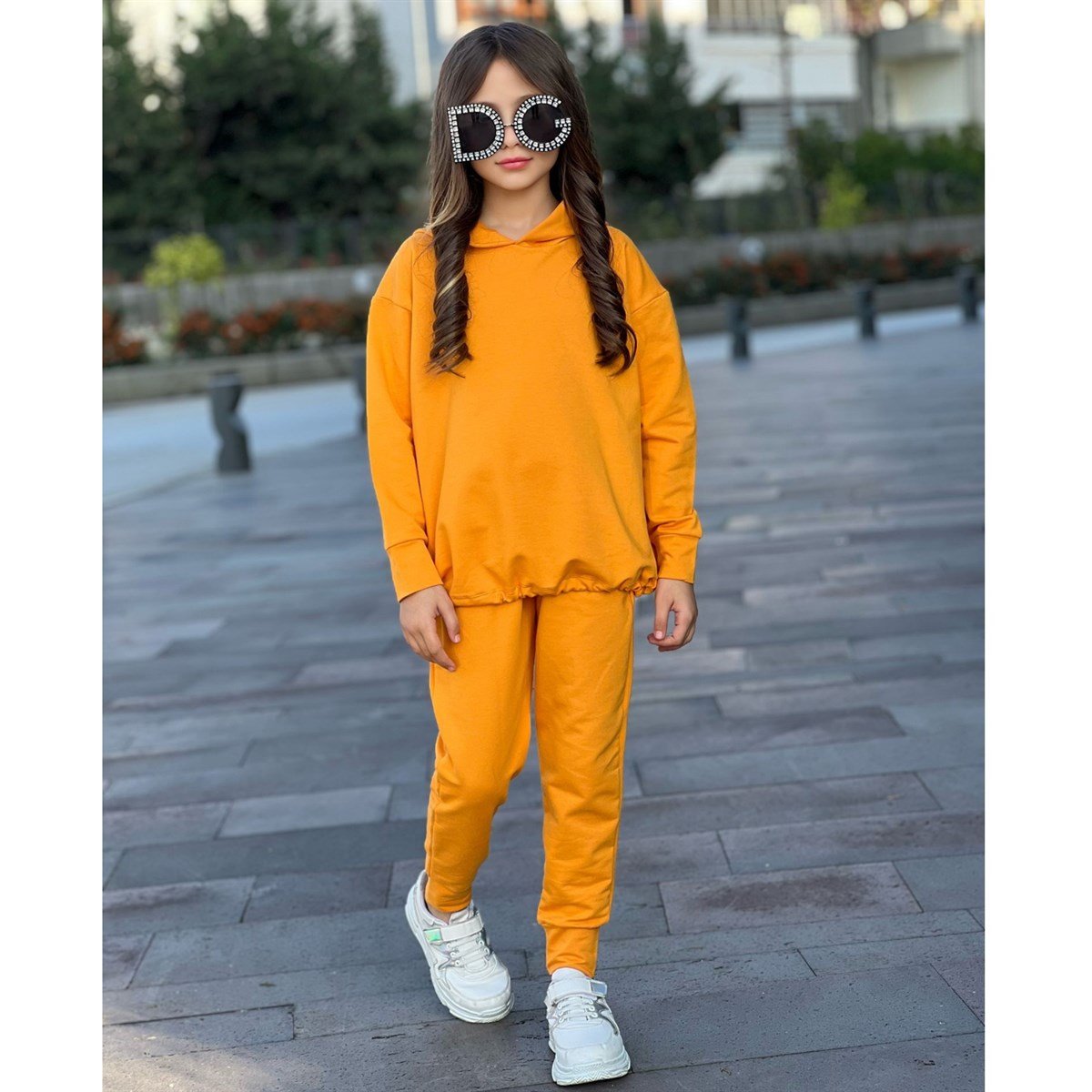 Kız Çocuk Kapüşonlu Sarı Takım-Kız Çocuk Alt Üst Takım-Kız Çocuk Kapüşonlu Mavi Takım | QuzucukKids.com-QuzucukKids.com